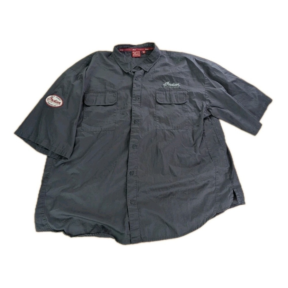 Indian Motorcycle Shirt Mens 3XL XXXL Cotton Short Sleeve Mechanic Work Riding